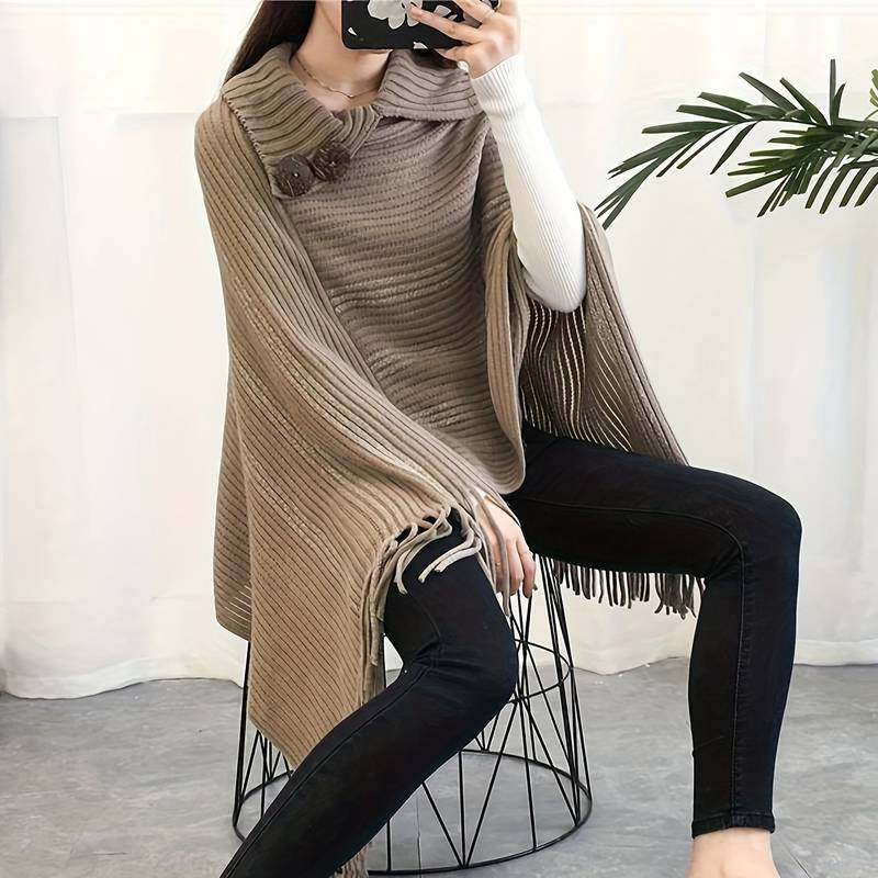 Poncho Camel Femme