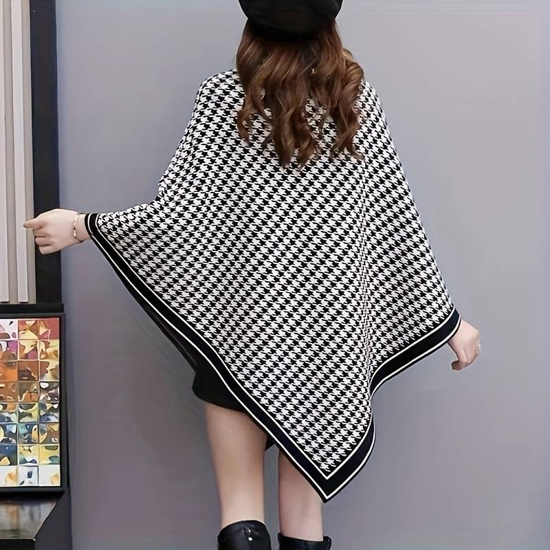 Cape Poncho Femme Noir Et Blanc