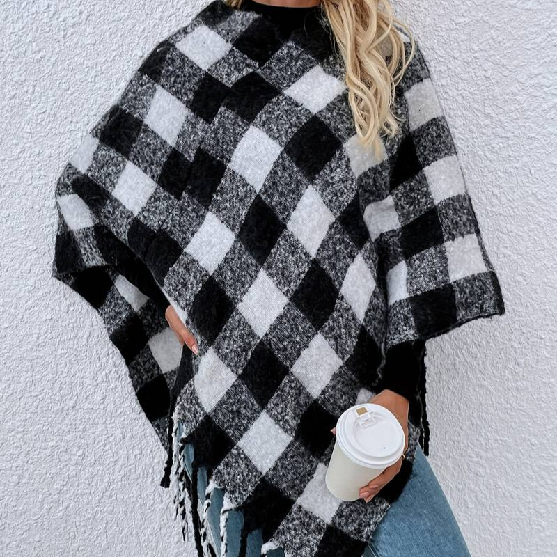 Poncho Femme Noir Et Blanc