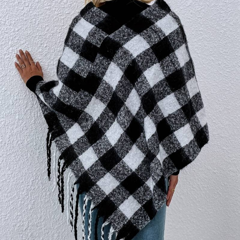 Poncho Femme Noir Et Blanc